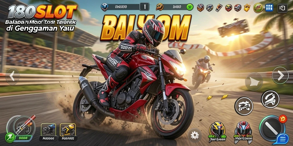 Gameplay seru balapan motor dalam 180SLOT yang mendebarkan.