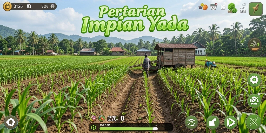 Tangkapan layar gameplay 3126 menunjukkan aktivitas bertani yang menyenangkan.