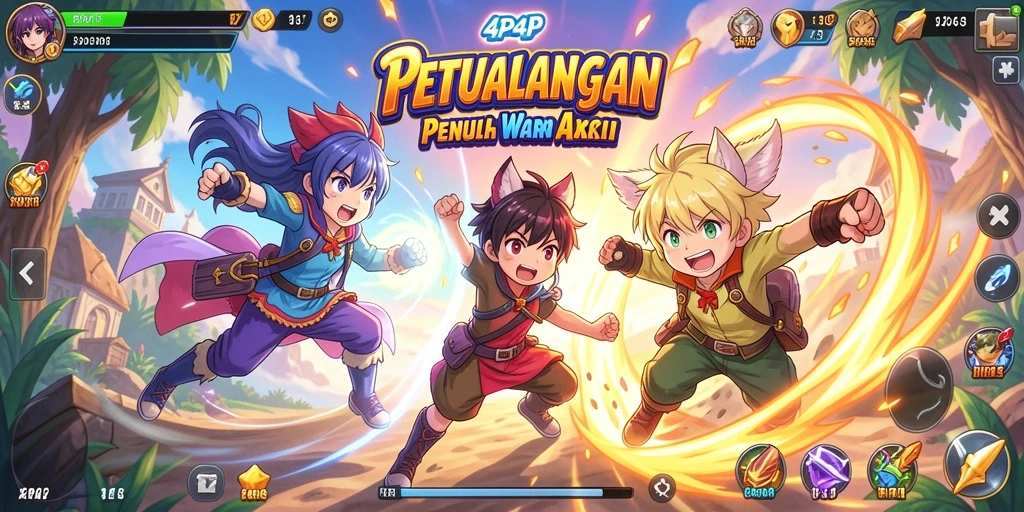 Tampilan gameplay seru dan interaktif di 4P4P.