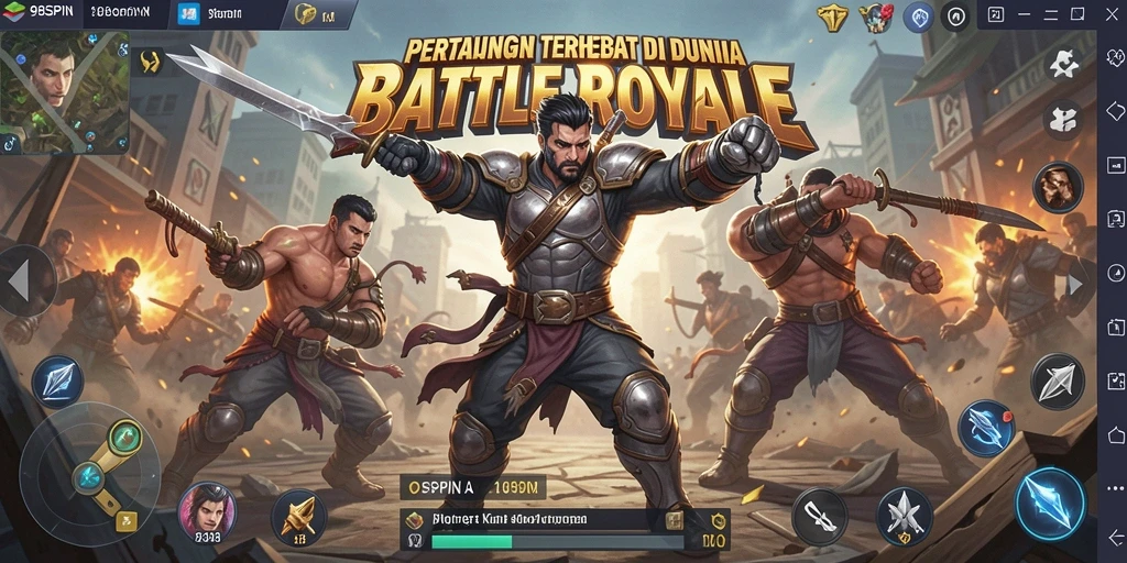 Tangkapan layar menunjukkan momen menegangkan dalam pertempuran di 98SPIN.