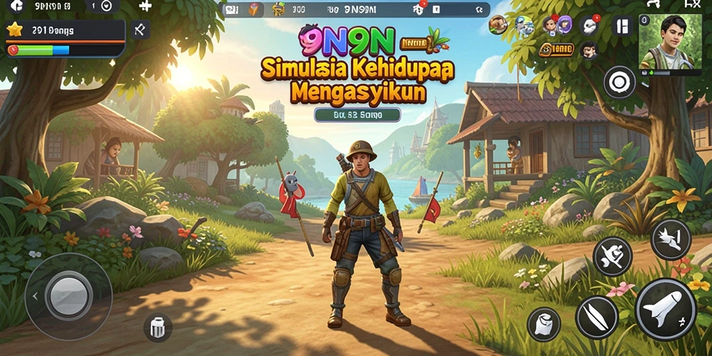 Screenshot gameplay 9N9N menampilkan momen interaksi sosial yang seru.