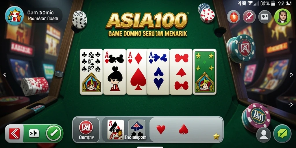 Tampilan gameplay ASIA100 dengan pemain yang bersaing dalam Domino.
