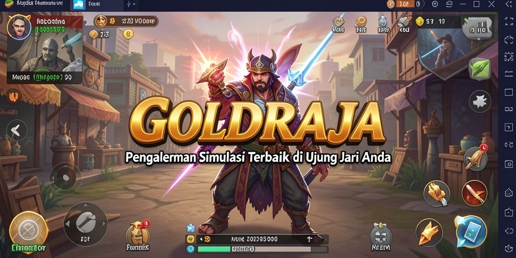 Tampilan gameplay menakjubkan dari GOLDRAJA yang menunjukkan interaksi karakter.