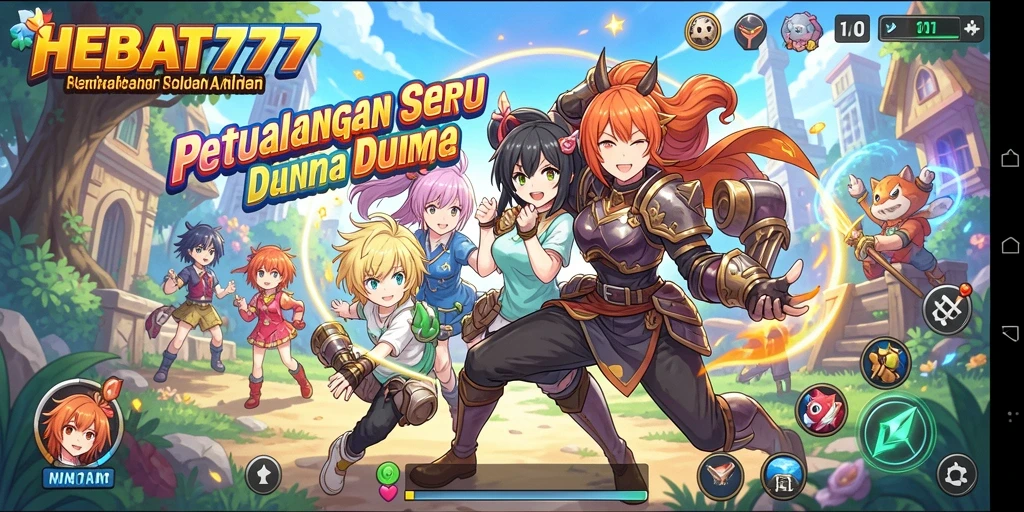 Tampilan gameplay seru dari HEBAT777 dengan karakter anime.