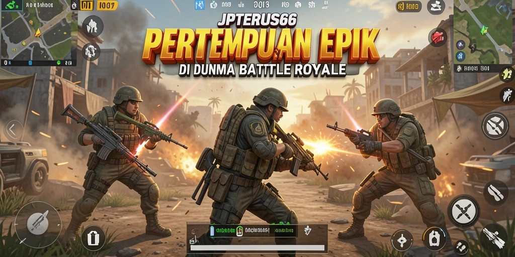 Tampilan gameplay seru di JPTERUS66 saat bertempur di arena Battle Royale.