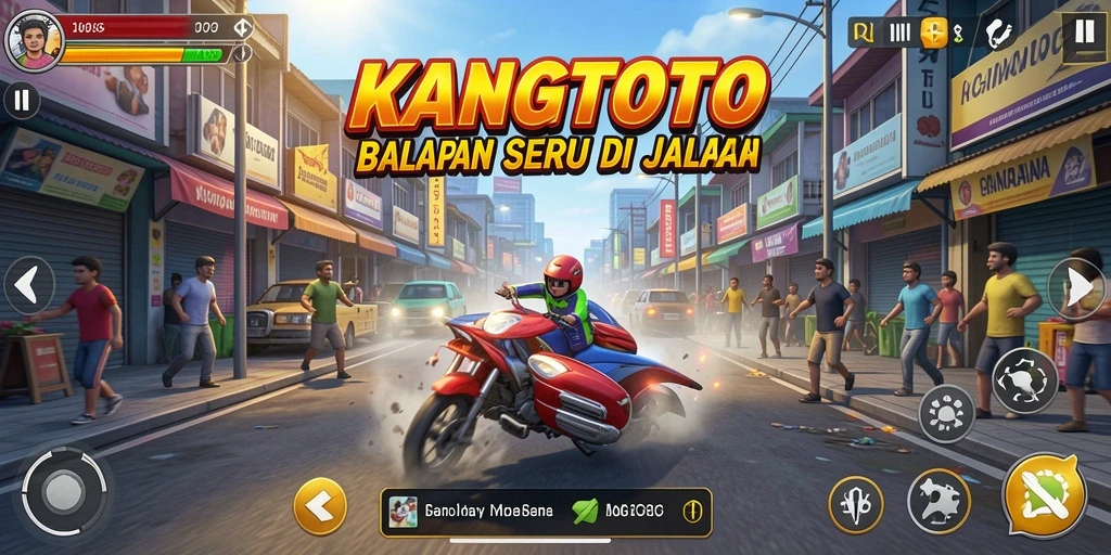 Screenshot KANGTOTO menampilkan aksi balapan yang mendebarkan.