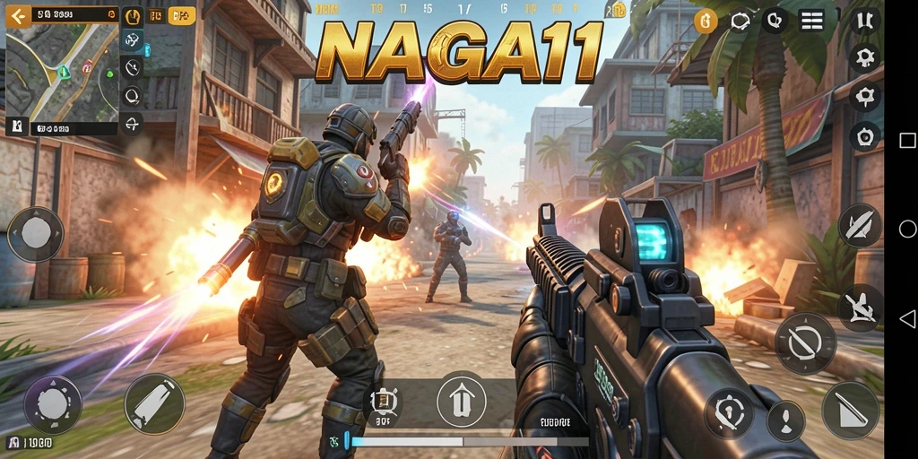 Tampilan gameplay TPS dengan aksi mendebarkan di NAGA11.