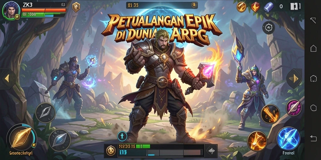 Screenshot ZK3 memperlihatkan aksi seru di dunia ARPG yang luas.